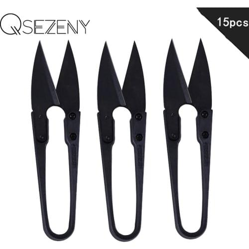 15 Pcs/Lot Thread Scissors U Sewing Clipper Beading Thread Cutter for Trimming Threads Stitch DIY Supplies Embroidery Thrum Yarn