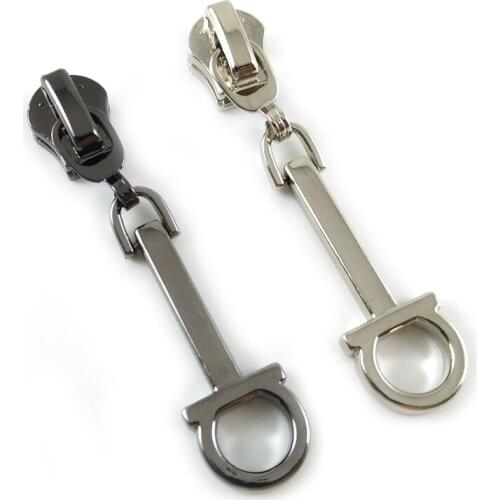 20pcs/lot, Fine Plating Silver and Gun Black Color 5# Metal Zipper Puller, Zipper Fixer for Metal/Nylon/Rezin Zipper