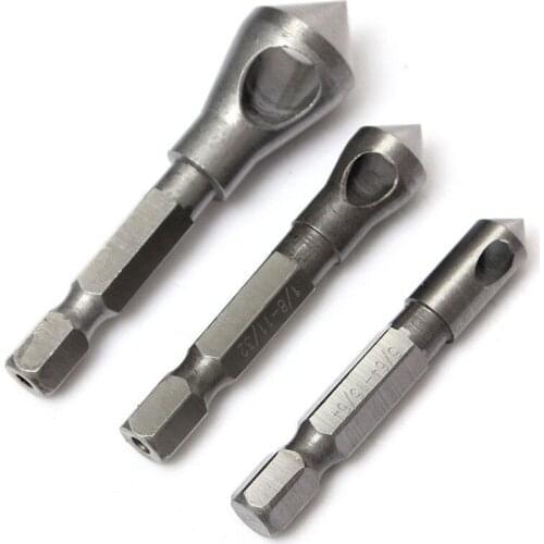 3pcs/set Silver Countersink Deburring Set Steel Hand Tools for Cutting Metal Wood Plastic