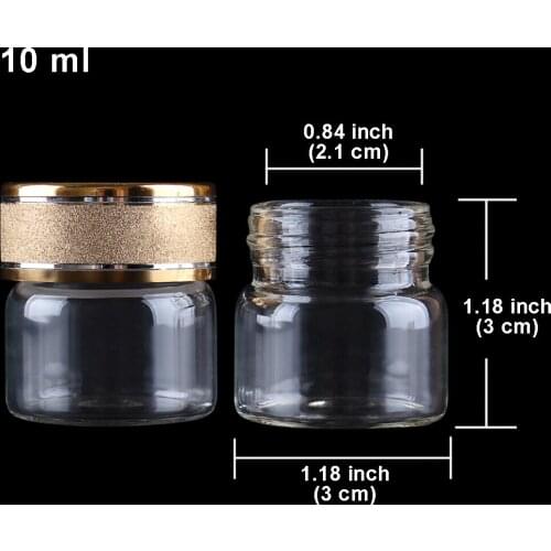 5pcs 10ml 30*30mm Mini Glass Bottle with Golden Frosted Caps Potion Bottles Glass Vessels Perfume Bottles for Wedding Favors