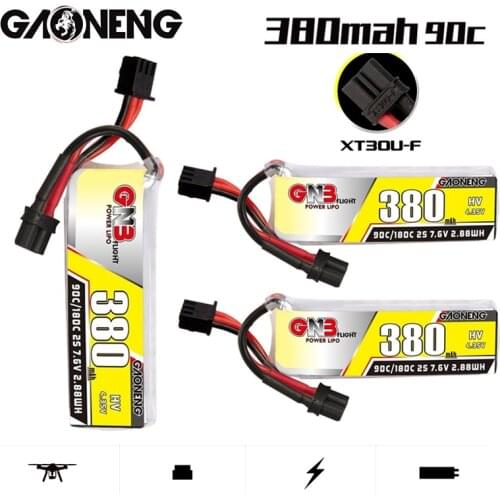 1/2/3/4/5/8/10PCS 7.6V HV Lipo battery Gaoneng GNB 2S 380mah 90C/180C with XT30 Plug for BETAFPV Beta75X 2S Beta65X Whoop Drone