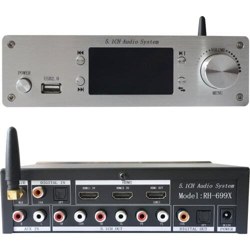 TZT RH-699X 4K Audio Decoder Bluetooth 5.0 Fiber Coaxial 5.1 Channel for HDMI-compatible Audio Splitter DTS Dolby Decoder