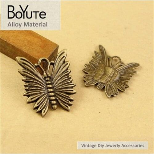 BoYuTe (50 Pieces/Lot) 25*21MM Zinc Alloy Metal Charms Antique Bronze Plated Butterfly Pendants for Jewelry Findings