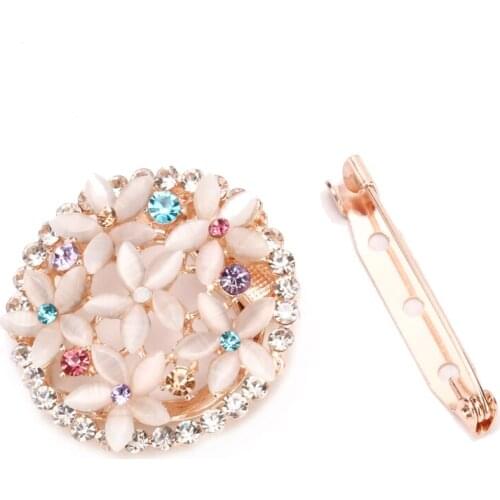 Opal Stone Butterfly Hijab Pin Rhinestone Flower Scarf Clip Womens Jewelry Brooches