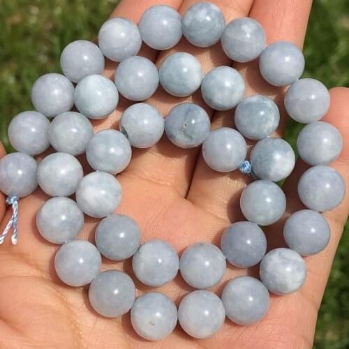 Natural Blue Angelite Stone Beads Round Loose Spacer Beads For Jewelry Making DIY Bracelet Necklace 6/8/10/12mm 15” Strand