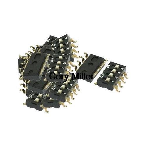 Black Color Electronic Component 4 Way Slide Type DIP Switches