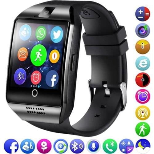 Digital Touch Smart watch Q18 Support Dial Call Sim TF Card Phone Fitness Tracker Push Message Camera Smartwatch for Android IOS