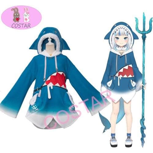 COSTAR Hololive Gawr Gura Cosplay Costume ENG Shark Costume for Women Halloween Costume