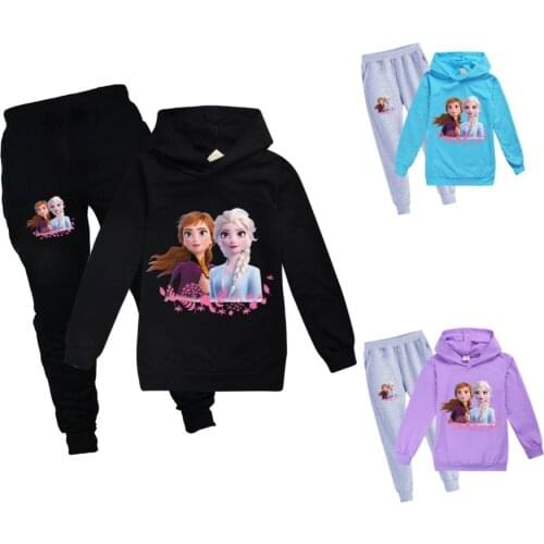 Children Sweatshirt Long Sleeve T-shirts Pants Frozen Anna Elsa Kid Clothing Set for Boys Girls Outfits Childrens Hoodies Suits