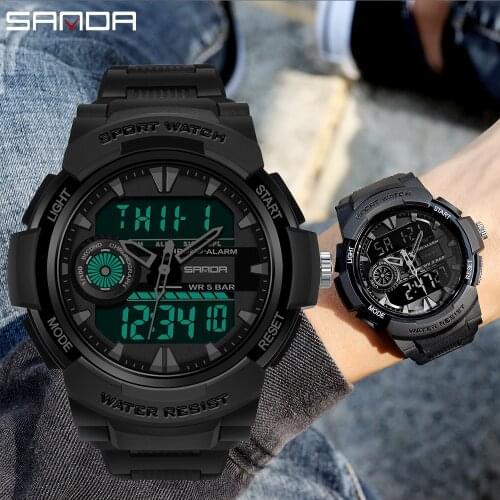 Mens Watch Sports Swimming Waterproof Multifunctional Men Electronic Wristwatch SANDA Top Brand relogio digital Military LED