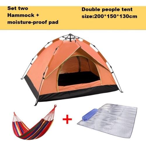 210D Oxford Cloth Outdoor Camping Double People Automatic Spring Type Quick Opening Rainproof Sunscreen Tent With Hammock