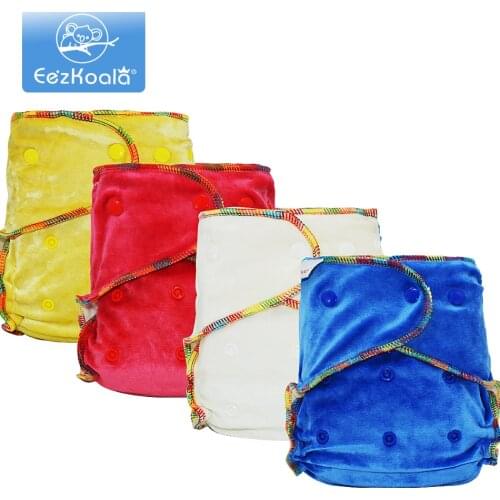 EezKoala Bamboo Velour Fitted Cloth Diaper Eco-Friendly Reusable Heavy Wetter AI2 Baby AIO Diaper Washable
