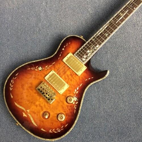 Custom Shop orange burst top Electric Guitar China with gold hardware,Real Abalone inlay,free shipping190308