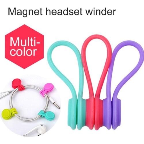 3 Pcs Cute Magnet Multicolor Cable Wire Organizer Earphone Cable Winder Silicone Magnet Coil Magnet Earphone Cord Accessories