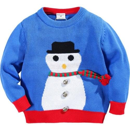 Little Maven Brand New Boys Spring Autumn Winter O-neck Snowman Cotton Cute Christmas Pullover Knitted Casual Sweaters