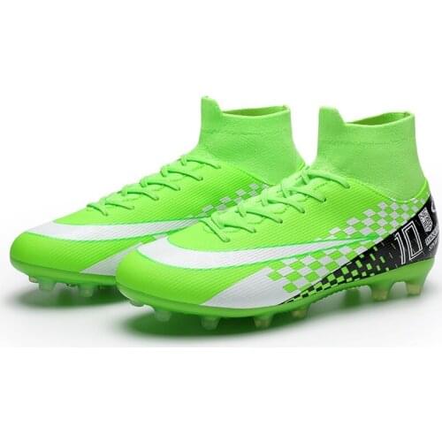Mens Soccer Shoes High Ankle Cleats Teenager Breathable Sneakers Size 35-45 Grass Training FG / TF Kids Antiskid Football Boots