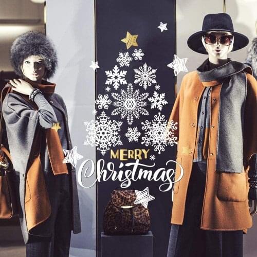 CRNT0014 window sticker Christmas 100% decoration for window shopping stores, without glue, repositionable and reusable at will