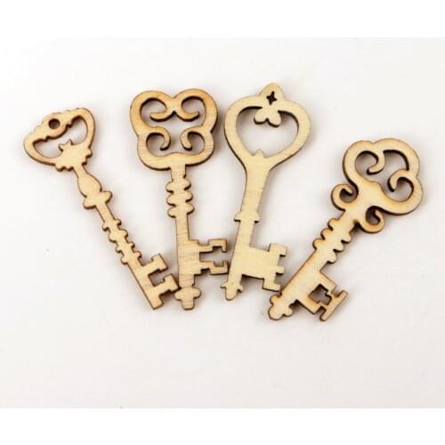 Natural Wood Color Key Wood Pattern Scrapbooking Art Collection Craft for Handmade Accessory Sewing Home 16x36mm 20pcs MZ145