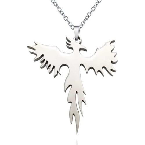 Hip Hop Rock Phoenix Titanium Steel Necklaces For Women Men Silver Color Phenix Secular Bird Pendant Fashion Jewelry