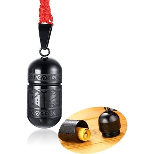 Locked Cylinder Ashes Urn Necklaces For Men Pills Shape Memorial Gifts