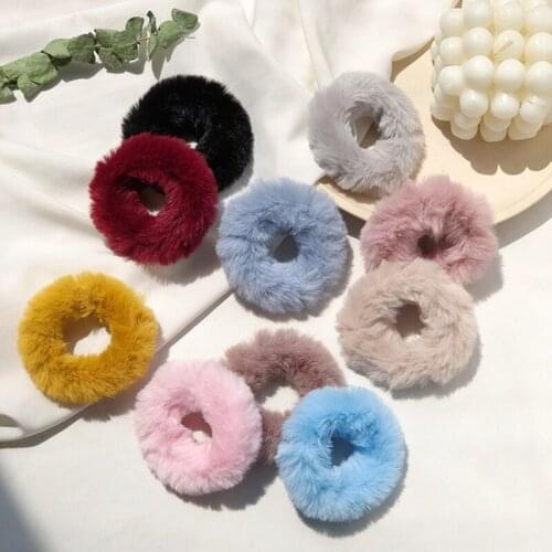 Fashion Fluffy Scrunchie Elastic Hair Ring Rope Band Tie Round Girls Women Scrunchie AC889