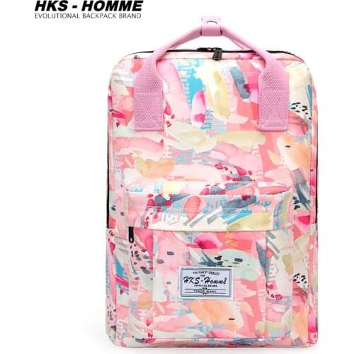 Women Backpacks Pink Printing Simple Canvas All-match Casual Fashion Bags Harajuku Large Capacity Korean Style Travel Backpack