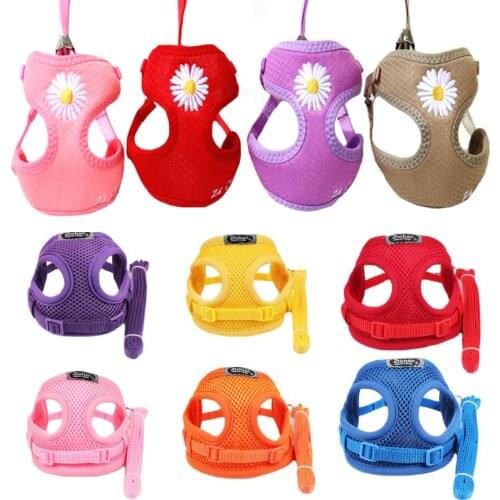 Breathable Mesh Dog Harness Leash Set Small Dog Harness Puppy Harness No Pull Dog Harness Dog Leash Flores Correa de perro