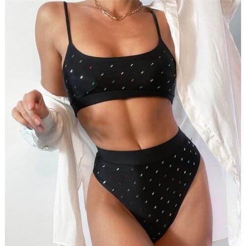 Sexy Black Swimsuit Femal High Waist Bikini Bandeau Women Push Up Swimwear Bahting Suits Bikinis 2021 Mujer Biquinis Feminino