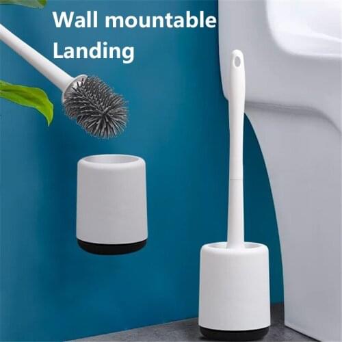 Toilet Brush No Dead Corner Wash Toilet Brush With Holder Quick Draining Soft Fur Wall-mounted Home Bathroom Toilet Cleaning Set