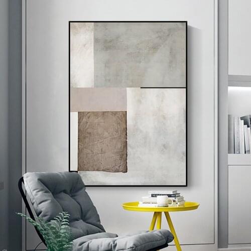Modern Simple Abstract Warm Color Block Line Art Canvas Painting Wall Poster For Living Room Decoration Home Decor