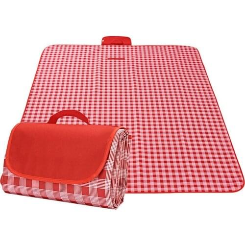Outdoor Folding Picnic Mat Lightweig Waterproof Sleeping Camping Pad Beach Blanket Red White Checkered Baby Multiplayer Mat