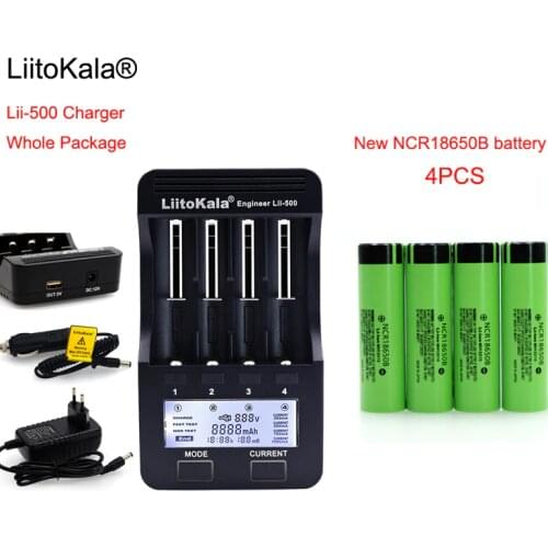 LiitoKala lii500 LCD 3.7V 18650 26650 1.2V AA battery Charger+ 4pcs NCR18650B 3400mAh For Flashlight batteries