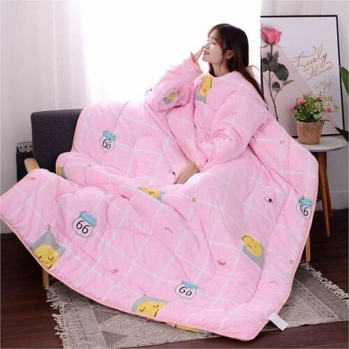 Winter Quilt Thick Comfy Blanket Printed Warm Blanket Adults and Children Blankets for Beds Travel with Sleeves