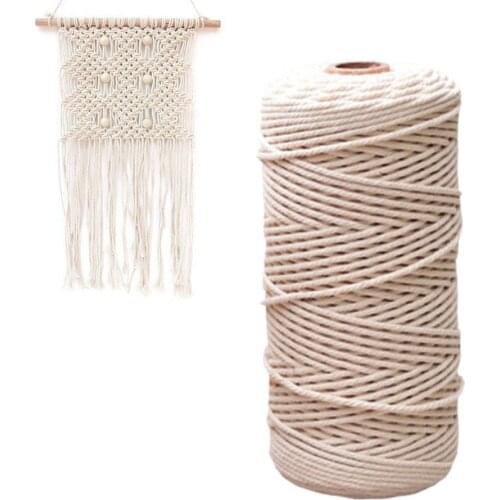 100m Christmas Gift Packing Cords 100% Natural Beige Cotton Twisted Cord Crafts Macrame Artisan String DIY Home Decor