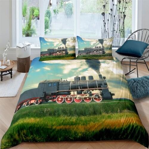 3D Train Print Home Living Luxury 2/3Pcs Comfortable Duvet Cover PillowCase Bedding Sets Queen and King EU/US/AU Size
