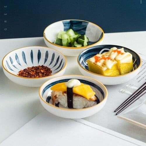 4-inch 1PC Ceramic Soy Sauce Dish Vinegar Jam Dish Kitchen Small Plate Mix Display Tableware Gravy Boat Kitchen Dinnerware