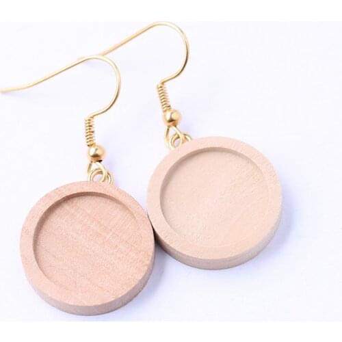 Reidgaller 5 pairs stainless steel gold plated earrings hooks findings 16mm dia blank cabochon earring base settings