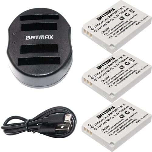 Batmax 3pcs NB-5L NB 5L NB5L Rechargeable Battery+USB Dual Charger for Canon Powershot S100 SX200 SX210 IS SX230 HS SD890 Camera