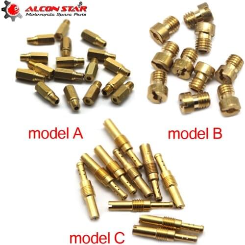 Alconstar-10 pcs Main Jet Slow/Pilot Jet For PWK Keihin OKO KOSO CVK PE Mikuni VM22 VM24 VM26 125cc Carburetor Vice injectors