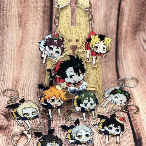 Anime Haikyuu Hinata Shoyo Keychain Badge Oikawa Tooru Sugawara Koushi Cosplay Acrylic Key Chain Pendant Keyring
