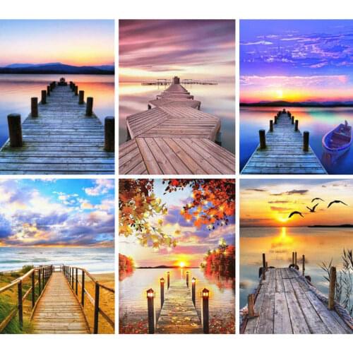 AZQSD 5d Diamond Painting Bridge Diamond Embroidery Landscape Needlework Cross Stitch Handmade 5d Diy Rhinestones Home Decor