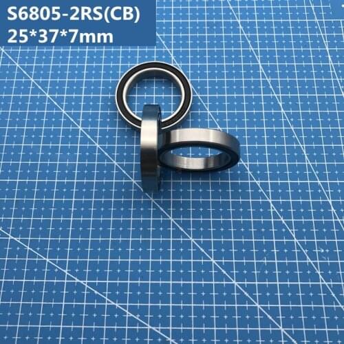 Free shipping 1pcs ABEC-5 S6805-2RS (25*37*7mm) Hybrid ceramic stainless steel ball bearing SR6805 2RS CB for bike S61805RS