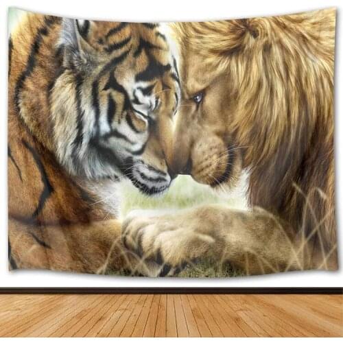 Large animals Lion tiger duel tapestry wall blanket Great White Shark Elephant background cloth beach towel Home bedroom decorat