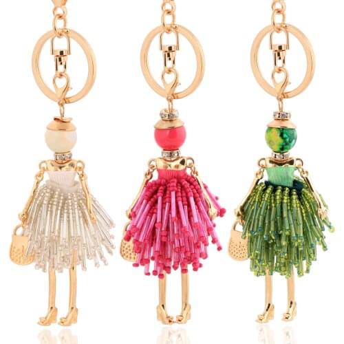 Girl Tassel Keychain Fashion Key Chain For Women Charm Car Pendant Female Cute Jewelry Lovely Lady Bag Accessory 2021
