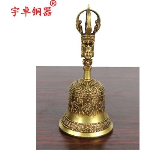Yu Zhuo bronze copper head hand method of Esoteric Buddhism magic copper bell bell home utensilsroom Art Statue