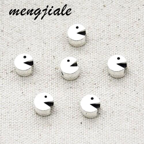 20pcs Hot Sell Alloy Smiley Diy Beads For Bracelet Jewelry Making Accessories Findings Hole Dia 4mm