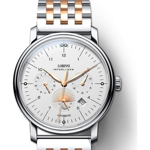 Mens automatic watches,men wrist watch LOBINNI Switzerland man luxury mechanical wristwatch waterproof clock sapphire relogio