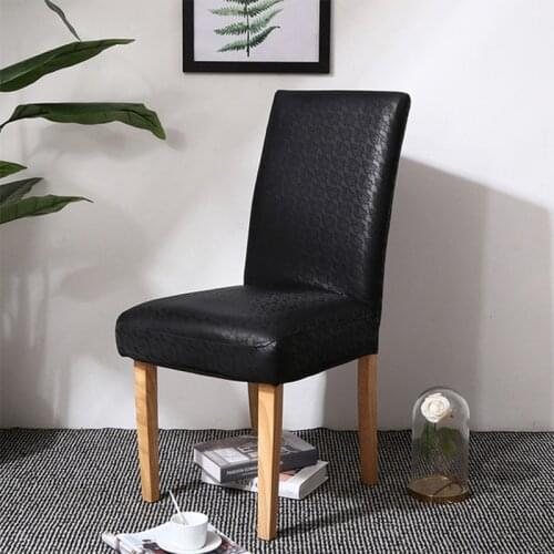 PU Leather Chair Cover Spandex Waterproof Oilproof Chair Cover Stretch Kitchen Seat Case Banquet Hotel Cover cadeiras de escritó