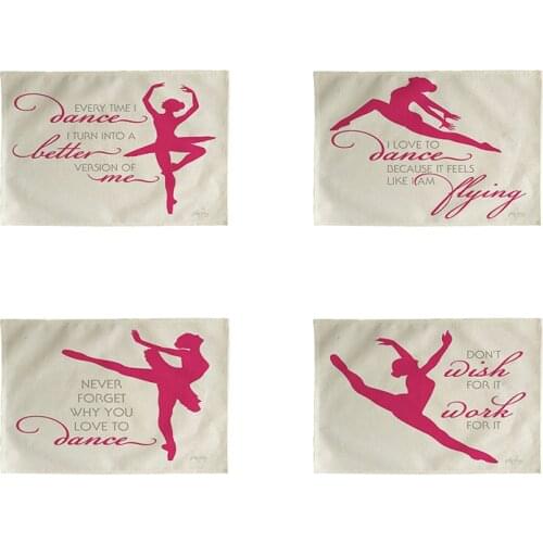 Color Ballet Dancer Bottle Kitchen Placemat Coaster Dining Table Mats Cotton Linen Pad Bowl Cup Mat 42*32cm Home Decor CD323