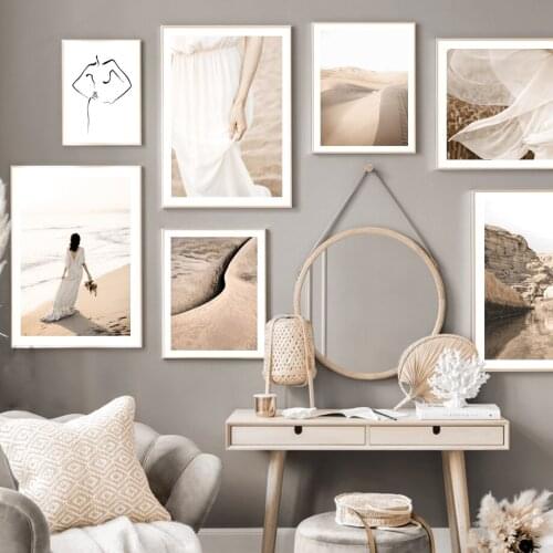 Girl Desert Gobi Dune Sandy Beach Wall Art Canvas Painting Nordic Posters And Prints Wall Pictures For Living Room Fall Decor